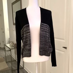 Black and white open sweater cardigan